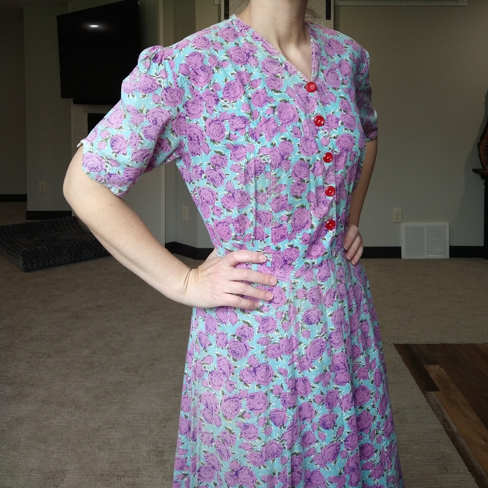 1930's Feedsack Work Dress 30's True Vintage M - image 2